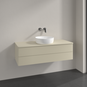 Meuble vasque Villeroy &amp; Boch Antao K21150HJ 120 x 36 x 50 cm, percé pour robinetterie, coloris du plan vasque : laque mate gris soie