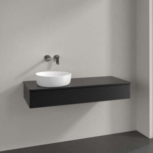 Villeroy &amp; Boch Antao vanity unit K11150PD 120x19x50cm, tap hole, washbasin top color lacquer, black matt lacquer