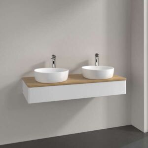 Villeroy und Boch Antao Waschtisch-Unterschrank K13011GF 120x19x50cm, Waschbeckenplattenfarbe honey oak, glossy white lacquer