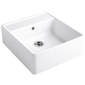 Villeroy and Boch single bowl sink 632062R1 drain fitting, eccentric actuation, fastening kit, white