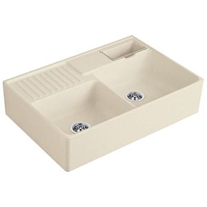 Villeroy and Boch double bowl sink 632392FU drain fitting, eccentric operation, waste bowl, ivory