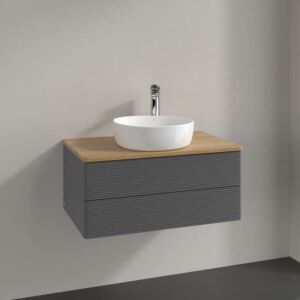 Villeroy &amp; Boch Antao vanity unit K19111GK 80x36x50cm, washbasin top color honey oak, anthracite matt lacquer