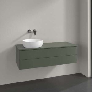 Meuble vasque Villeroy &amp; Boch Antao K22050HL 120 x 36 x 50 cm, percé pour robinetterie, coloris du plan vasque : vert feuille laqué mat
