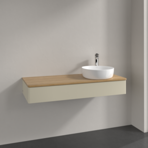 Villeroy und Boch Antao Waschtisch-Unterschrank L12051HJ 120x19x50cm, Hahnloch, Waschbeckenplattenfarbe honey oak, silk grey matt lacquer