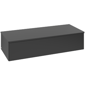 Villeroy und Boch Antao Sideboard L41000PD mit Beleuchtung, 1 Auszug, 1200 x 268 x 500 mm, Front ohne Struktur, Black Matt Lacquer / Black Matt Lacquer