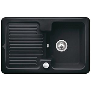 Villeroy & Boch Condor Einbauspüle 674502S5 mit Ablaufgarnitur und Exzenterbetätigung, Ebony