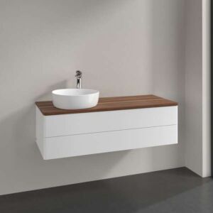 Villeroy &amp; Boch Antao vanity unit K22012MT 120x36x50cm, washbasin top color warm walnut, white matt lacquer