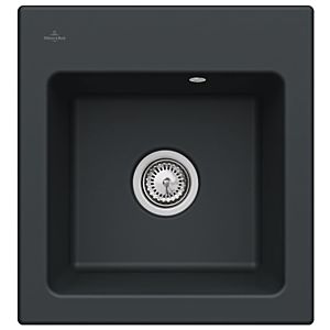 Villeroy und Boch Subway 45 XS Einbauspüle 678101S5 mit Ablaufgarnitur, 475 x 510 mm, Handbetätigung, ebony CeramicPlus