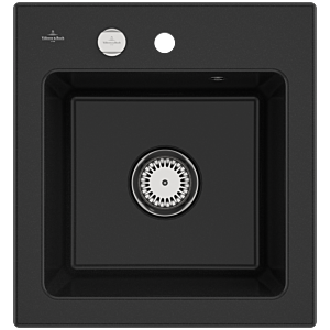 Évier à encastrer Villeroy &amp; Boch Subway 45 XS 678102J0 avec garniture de vidage et commande excentrique, 475 x 510 mm, Chromite