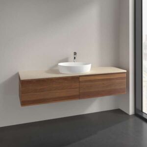 Villeroy &amp; Boch Antao vanity unit K36013HM 160x36x50cm, washbasin top color botticino, warm walnut