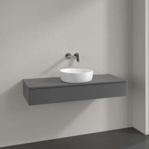 Villeroy &amp; Boch Antao vanity unit K10050GK 120x19x50cm, tap hole, washbasin top color: anthracite matt lacquer