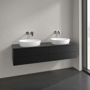 Meuble vasque Villeroy &amp; Boch Antao K28010PD 160 x 36 x 50 cm, couleur du plan vasque : laque noire mate