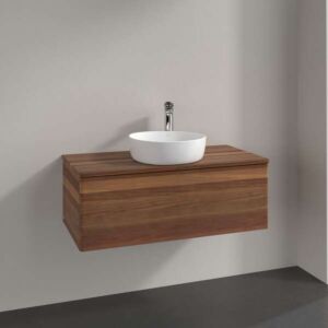 Villeroy &amp; Boch Antao vanity unit L31012HM with lighting, 1 drawer, 1000 x 360 x 500 mm, smooth front, Warm Walnut / Warm Walnut