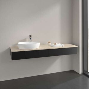 Villeroy &amp; Boch Antao vanity unit K15013PD 160x19x50cm, washbasin top color botticino, black matt lacquer