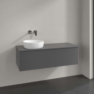 Villeroy &amp; Boch Antao vanity unit K33150GK 120x36x50cm, tap hole, washbasin top color: anthracite matt lacquer
