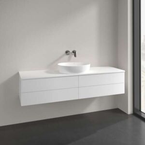 Villeroy und Boch Antao Waschtisch-Unterschrank L25050MT mit Beleuchtung, 4 Auszüge, 1600 x 360 x 500 mm, Front ohne Struktur, White Matt Lacquer / White Matt Lacquer
