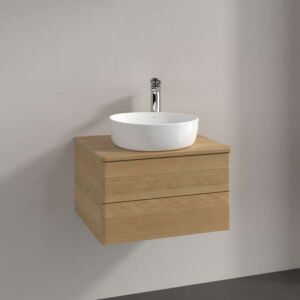 Meuble vasque Villeroy &amp; Boch Antao L18051HN avec éclairage, 2 tiroirs, 600 x 360 x 500 mm, façade lisse, chêne miel / chêne miel