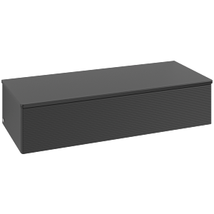 Villeroy &amp; Boch Antao Sideboard L41100PD with lighting, 1 drawer, 1200 x 268 x 500 mm, textured front, Black Matt Lacquer / Black Matt Lacquer