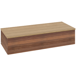 Villeroy &amp; Boch Antao Sideboard L41101HM with lighting, 1 drawer, 1200 x 268 x 500 mm, textured front, Warm Walnut / Honey Oak