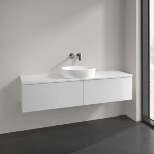 Villeroy und Boch Antao Waschtisch-Unterschrank L36050GF mit Beleuchtung, 2 Auszüge, 1600 x 360 x 500 mm, Front ohne Struktur, Glossy White Lacquer / Glossy White Lacquer