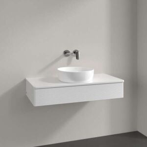 Villeroy und Boch Antao Waschtisch-Unterschrank K09150GF 100x19x50cm, Hahnloch, Waschbeckenplattenfarbe Lack, glossy white lacquer