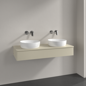 Meuble vasque Villeroy &amp; Boch Antao K13010HJ 120 x 19 x 50 cm, coloris du plan vasque : laque mate gris soie