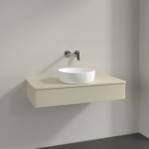 Villeroy &amp; Boch Antao vanity unit L09050HJ with lighting, 100x19x50cm, washbasin top color: silk grey matt lacquer