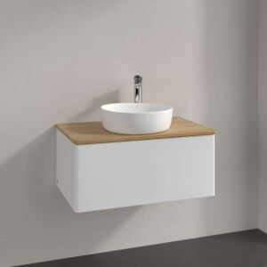 Villeroy und Boch Antao Waschtisch-Unterschrank K30011GF 80x36x50cm, Waschbeckenplattenfarbe honey oak, glossy white lacquer