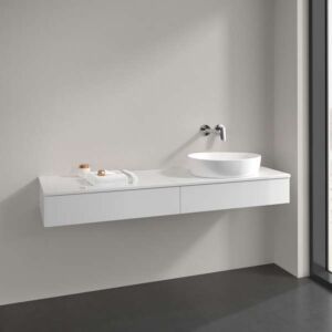 Meuble vasque Villeroy &amp; Boch Antao K16050GF 160 x 19 x 50 cm, percé pour robinetterie, plan vasque laquée blanc brillant