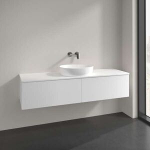 Villeroy und Boch Antao Waschtisch-Unterschrank L36050MT mit Beleuchtung, 2 Auszüge, 1600 x 360 x 500 mm, Front ohne Struktur, White Matt Lacquer / White Matt Lacquer