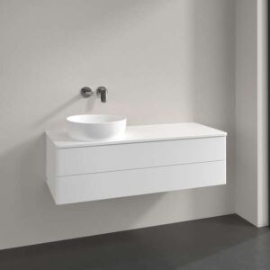 Meuble vasque Villeroy &amp; Boch Antao K22050MT 120 x 36 x 50 cm, percé pour robinetterie, plan vasque couleur : laque blanche mate