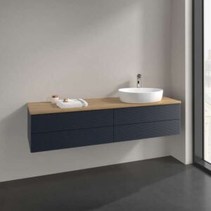 Villeroy &amp; Boch Antao vanity unit K27151HG 160x36x50cm, tap hole, washbasin top color honey oak, midnight blue matt lacquer