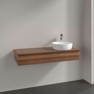 Villeroy und Boch Antao Waschtisch-Unterschrank L12012HM mit Beleuchtung, 1 Auszug, 1200 x 190 x 500 mm, Front ohne Struktur, Warm Walnut / Warm Walnut