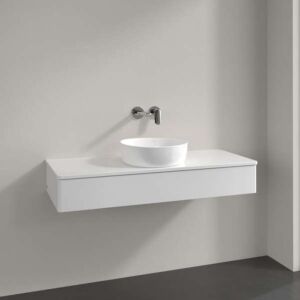 Villeroy &amp; Boch Antao vanity unit K10050GF 120x19x50cm, tap hole, washbasin top color: glossy white lacquer