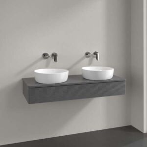 Villeroy &amp; Boch Antao vanity unit K13150GK 120x19x50cm, tap hole, washbasin top color: anthracite matt lacquer