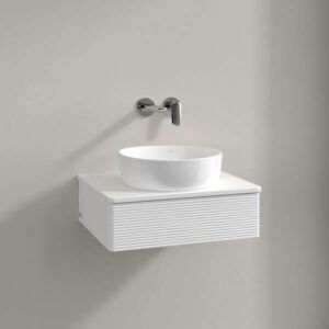 Villeroy und Boch Antao Waschtisch-Unterschrank K07150MT 60x19x50cm, Hahnloch, Waschbeckenplattenfarbe Lack, white matt lacquer