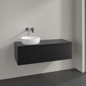 Villeroy &amp; Boch Antao vanity unit K33050PD 120x36x50cm, tap hole, washbasin top color lacquer, black matt lacquer