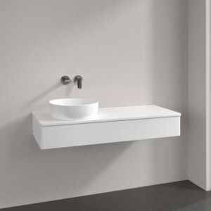 Meuble vasque Villeroy &amp; Boch Antao K11050MT 120 x 19 x 50 cm, percé pour robinetterie, plan vasque couleur : laque blanche mate