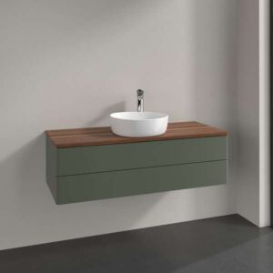 Villeroy und Boch Antao Waschtisch-Unterschrank K21012HL 120x36x50cm, Waschbeckenplattenfarbe warm walnut, leaf green matt lacquer