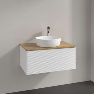 Villeroy und Boch Antao Waschtisch-Unterschrank K30151MT 80x36x50cm, Hahnloch, Waschbeckenplattenfarbe honey oak, white matt lacquer