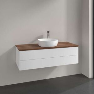Villeroy und Boch Antao Waschtisch-Unterschrank K21012MT 120x36x50cm, Waschbeckenplattenfarbe warm walnut, white matt lacquer
