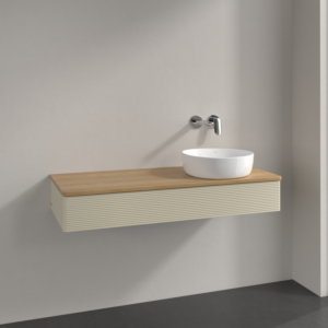 Villeroy &amp; Boch Antao vanity unit L12111HJ 120x19x50cm, washbasin top color honey oak, silk grey matt lacquer