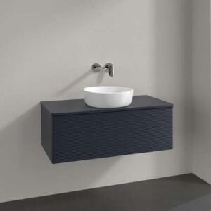 Villeroy &amp; Boch Antao vanity unit K31150HG 100x36x50cm, tap hole, washbasin top color lacquer, midnight blue matt lacquer