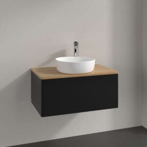 Villeroy und Boch Antao Waschtisch-Unterschrank K30111PD 80x36x50cm, Waschbeckenplattenfarbe honey oak, black matt lacquer