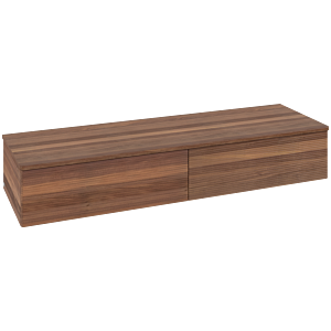 Buffet Villeroy &amp; Boch Antao L42102HM avec éclairage, 2 tiroirs, 1600 x 268 x 500 mm, façade texturée, finition Noyer Chaud / Noyer Chaud