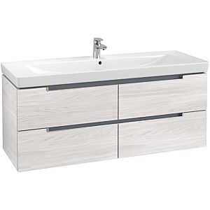 Villeroy & Boch Subway 2.0 Waschtischunterschrank A69800E8,128,7x52x44,9cm, White Wood, Griff silber