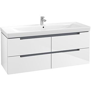 Villeroy&Boch Subway 2.0 XL Waschtischunterschrank A69810DH,128,7x52x44,9cm,Glossy White,Griff chrom