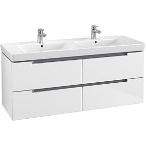 Villeroy & Boch Subway 2.0 Waschtischunterschrank A69900DH,128,7x52x44,9 cm,Glossy White,Griff matt