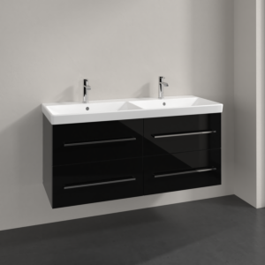 Villeroy und Boch Avento Waschtisch-Unterschrank A89300B3 118 x 51,4 x 45,2 cm, 4 Auszüge, wandhängend, Crystal Black