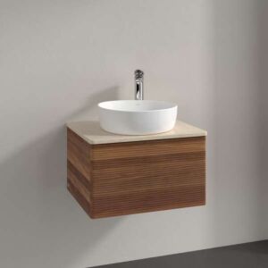 Villeroy &amp; Boch Antao vanity unit K29113HM 60x36x50cm, washbasin top color botticino, warm walnut